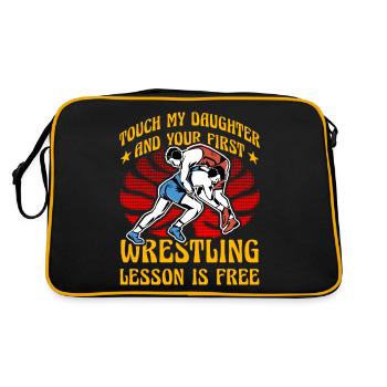 Touch my Daughter and your first Wrestling lesson - Retro Bag - black/gold - Back
