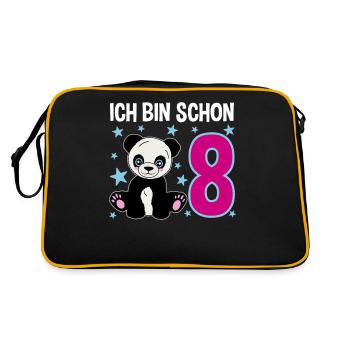 Acht Jahre – Pandastarker Tag - Retro Tasche - Schwarz/Gold - Hinten