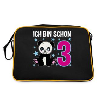 Drei Jahre Panda-Spaß - Retro Tasche - Schwarz/Gold - Hinten