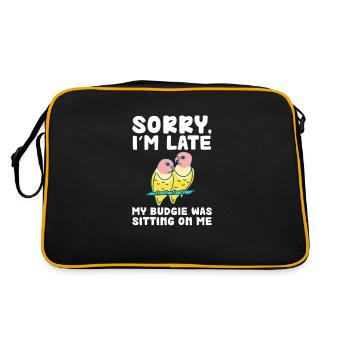 Budgie Bird Pet Parakeet Gift - Retro Bag - black/gold - Back