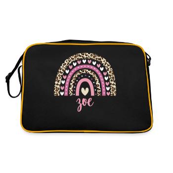 Zoe Regenbogen Name Geburtstag Zoe - Retro Tasche - Schwarz/Gold - Hinten