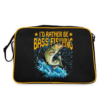 Ich wäre lieber Barschfischen - Retro Tasche - Schwarz/Gold - Hinten