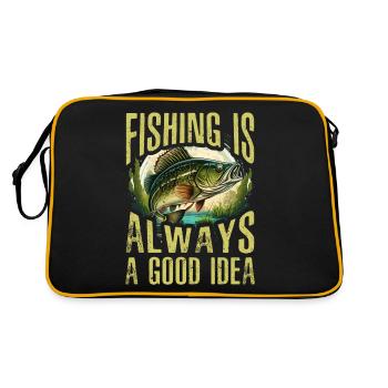 Angeln ist immer eine gute Idee - Retro Tasche - Schwarz/Gold - Hinten