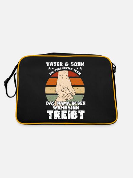 Vater & Sohn ein Verrücktes Team Partnerlook - Retro Tasche - Schwarz/Gold - Hinten