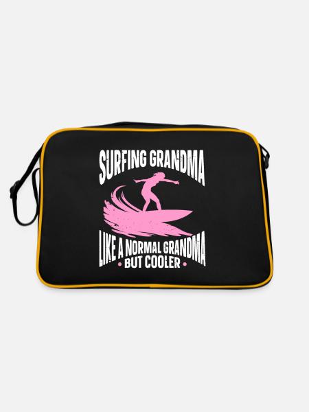 Surfender Surfer - Retro Tasche - Schwarz/Gold - Hinten