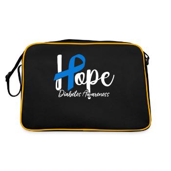 Funny Diabetic Useless Pancreas Blue Ribbon T1D - Retro Bag - black/gold - Back