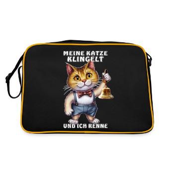 CAT WITH HANDBELL RINGING - Retro Bag - black/gold - Back