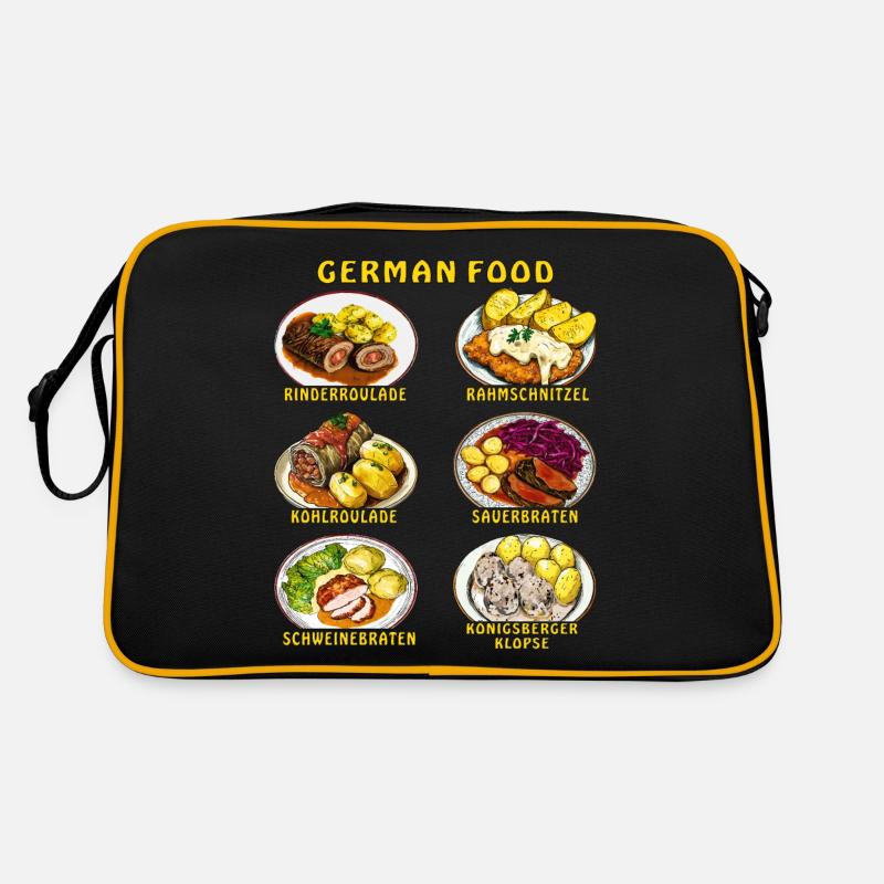 GERMAN FOOD - Retro Tasche - Schwarz/Gold