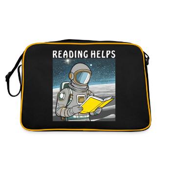 ASTRONAUT BOOK READING HELPS - Retro Bag - black/gold - Back