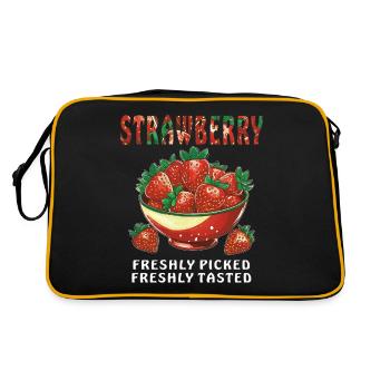 STRAWBERRY FRESHLY PICKED FRESHLY TASTED - Retro Bag - black/gold - Back