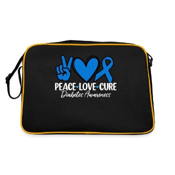 Peace Love Cure T1D Blue Ribbon Diabète juvénile - Sac Retro - noir/or - Dos