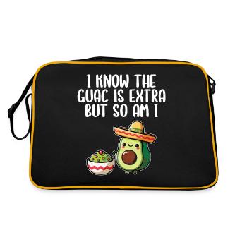 Avocado Guacamole Vegan Geschenk - Retro Tasche - Schwarz/Gold - Hinten