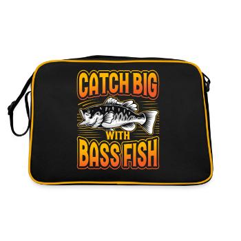 Fangen Sie groß mit Barschfischen - Retro Tasche - Schwarz/Gold - Hinten