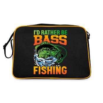 Ich wäre lieber Barschfischen - Retro Tasche - Schwarz/Gold - Hinten