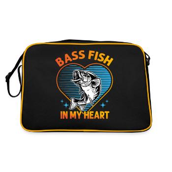 Barschfisch in meinem Herzen - Retro Tasche - Schwarz/Gold - Hinten