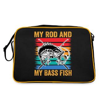 Meine Rute und mein Barschfisch - Retro Tasche - Schwarz/Gold - Hinten