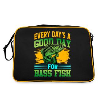 Jeder Tag ist ein guter Tag für Barschfische - Retro Tasche - Schwarz/Gold - Hinten