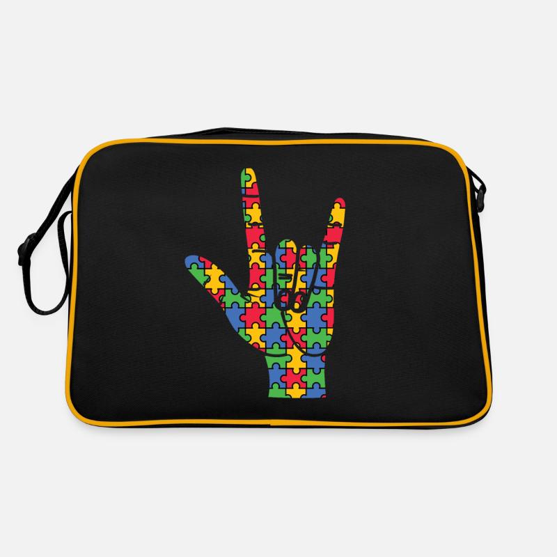 Autismus Awareness Day Autist Geschenk - Retro Tasche - Schwarz/Gold
