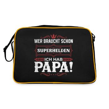 Superheld Papa Besser als jeder Comic-Held - Retro Tasche - Schwarz/Gold - Hinten