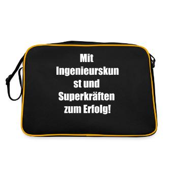 Superhelden Ingenieur - Retro Tasche - Schwarz/Gold - Hinten