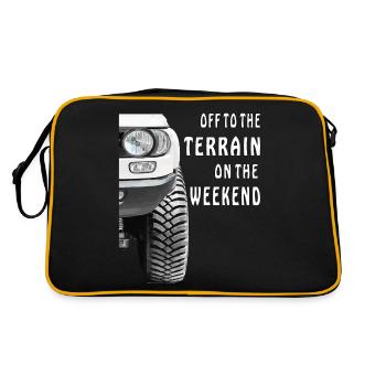 AUTO OFF TO THE TERRAIN ON THE WEEKEND - Retro Tasche - Schwarz/Gold - Hinten
