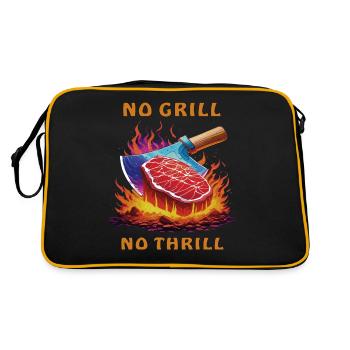 STEAK NO GRILL NO THRILL - Retro Bag - black/gold - Back