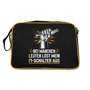 Mein FI-Schalter und ich Witz mit Spannung - Retro Tasche - Schwarz/Gold - Hinten