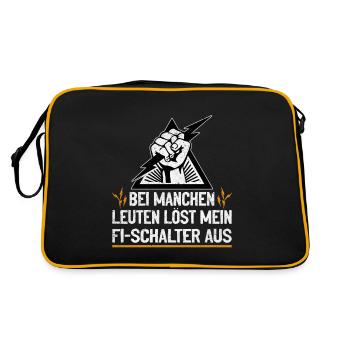 Mein FI-Schalter und ich Witz mit Spannung - Retro Tasche - Schwarz/Gold - Hinten