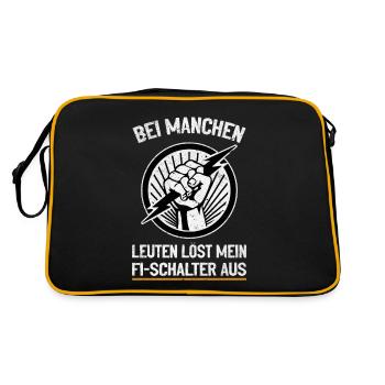 Mein FI-Schalter und ich Witz mit Spannung - Retro Tasche - Schwarz/Gold - Hinten