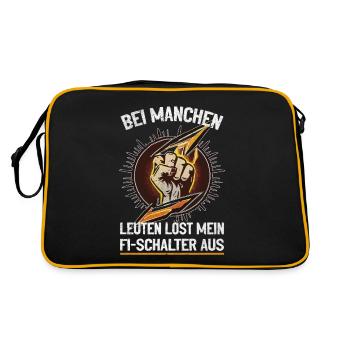 Mein FI-Schalter und ich Witz mit Spannung - Retro Tasche - Schwarz/Gold - Hinten