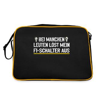 Mein FI-Schalter und ich Witz mit Spannung - Retro Tasche - Schwarz/Gold - Hinten