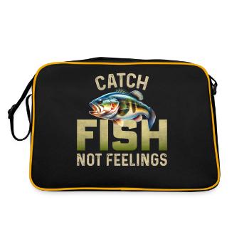 Fische fangen, nicht Gefühle - Retro Tasche - Schwarz/Gold - Hinten