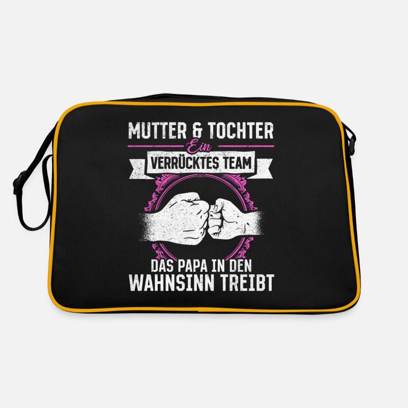 Mutter & Tochter Zusammen unschlagbar - Retro Tasche - Schwarz/Gold