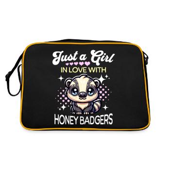 Honigdachs Mädchen - Retro Tasche - Schwarz/Gold - Hinten