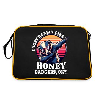 J’adore le dicton de Honey Badger - Sac Retro - noir/or - Dos