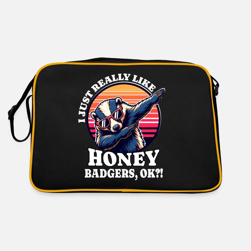 Ich Liebe Honigdachs Spruch - Retro Tasche - Schwarz/Gold
