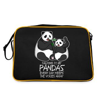 Panda Bear Funny Pandas - Retro Bag - black/gold - Back