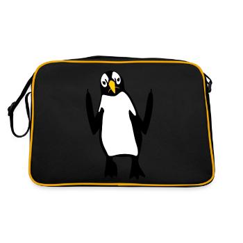 Grumpy Penguins Middle Finger Penguin - Retro Tasche - Schwarz/Gold - Hinten