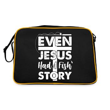 Even Jesus had a Fish Story - Retro Bag - black/gold - Back