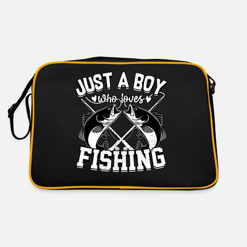 Nur ein Junge, der das Angeln liebt Retro Tasche