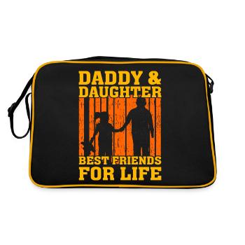 Papa und Tochter beste Freunde fürs Leben - Retro Tasche - Schwarz/Gold - Hinten