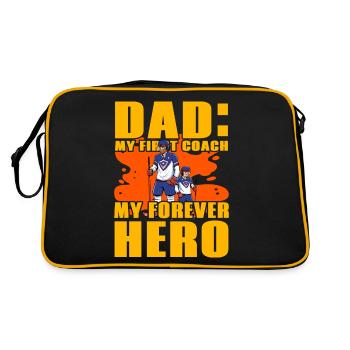 Papa, mein erster Trainer, mein ewiger Held - Retro Tasche - Schwarz/Gold - Hinten