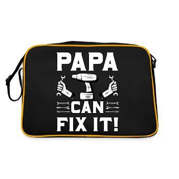 Papa kann es reparieren - Retro Tasche - Schwarz/Gold - Hinten