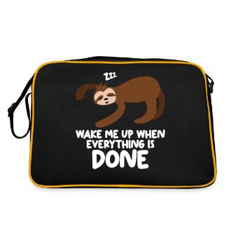 Sleeping Sloth Lazy Sloths - Retro Tasche - Schwarz/Gold - Hinten