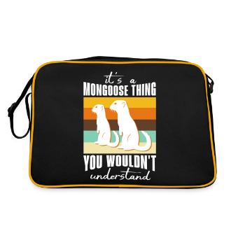 Mangusten Sprüche - Retro Tasche - Schwarz/Gold - Hinten
