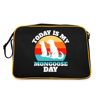 Mangusten Sprüche - Retro Tasche - Schwarz/Gold - Hinten