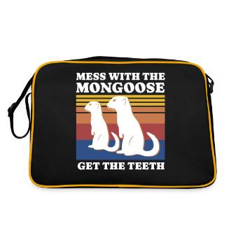 Mangusten Spruch - Retro Tasche - Schwarz/Gold - Hinten