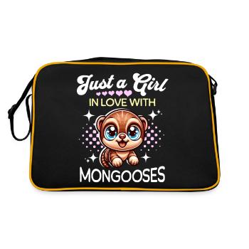 Mangusten Mädchen - Retro Tasche - Schwarz/Gold - Hinten