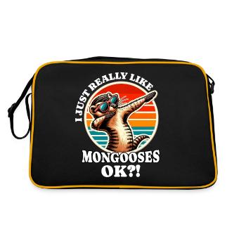 Ich Liebe Mangusten - Retro Tasche - Schwarz/Gold - Hinten