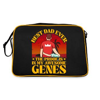 Bester Papa aller Zeiten, der Beweis liegt in meinen großartigen Genen - Retro Tasche - Schwarz/Gold - Hinten